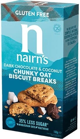 Nairn's Biscuiti pufosi fara gluten din ovaz cu cocos si ciocolata
