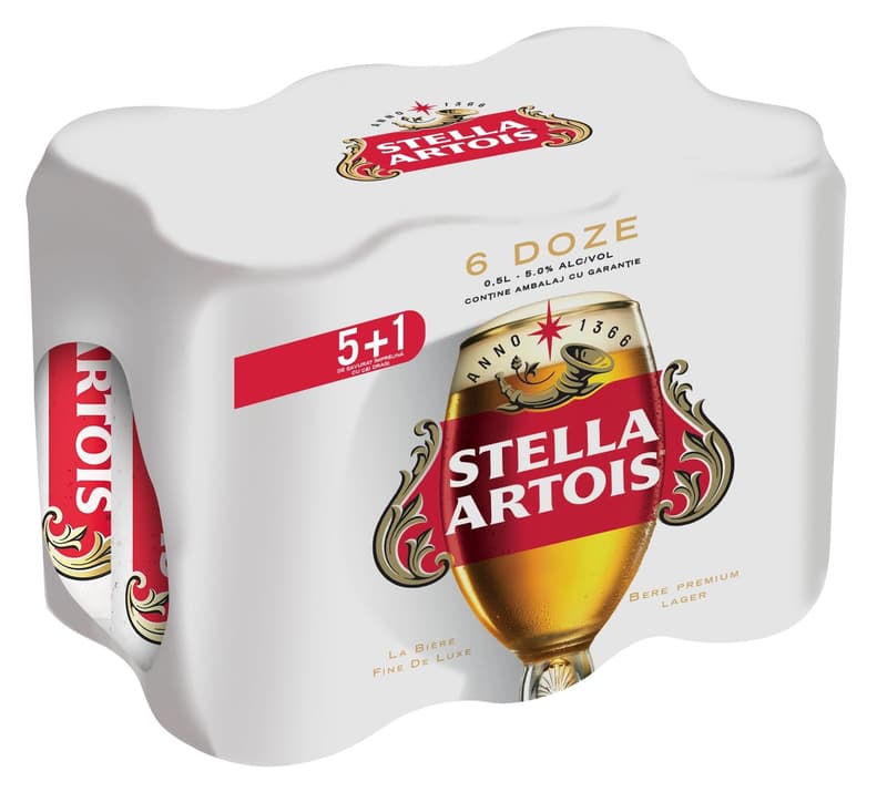 Stella Artois Superior Blonde Beer can 5+1 pack