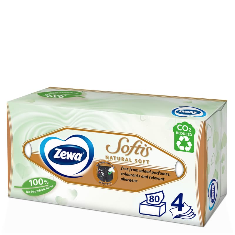 Zewa Softis Natural Soft Facial Tissues, 4-ply