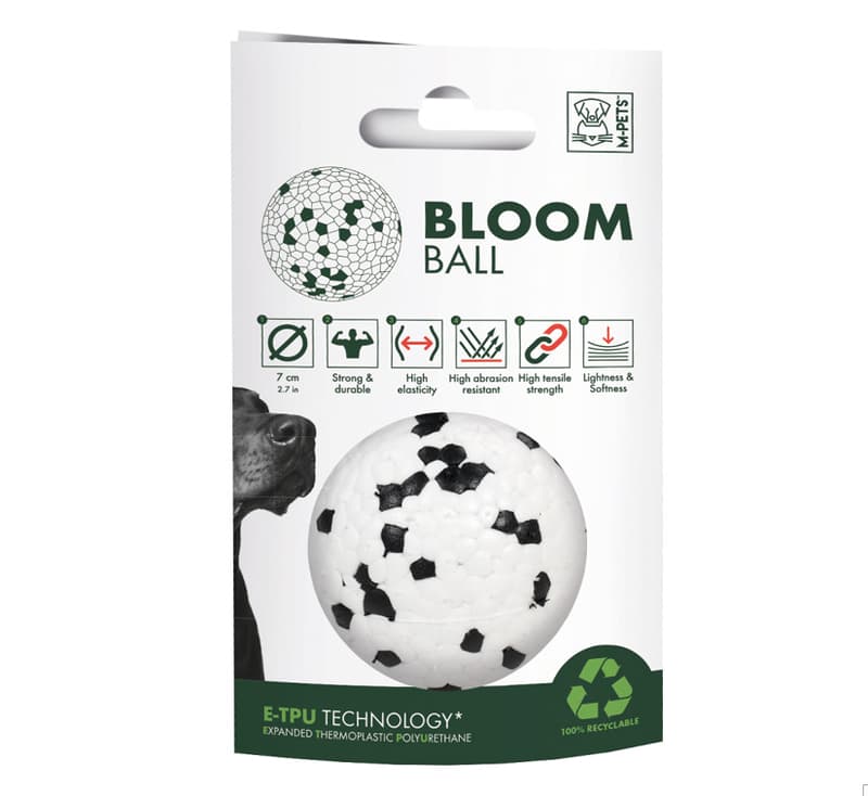 MPETS Bloom 7cm Rubber Dog Ball (Black and White)