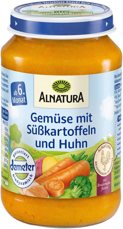 Alnatura ECO Meniu cu legume si cartofi dulci cu pui, de la 6 luni