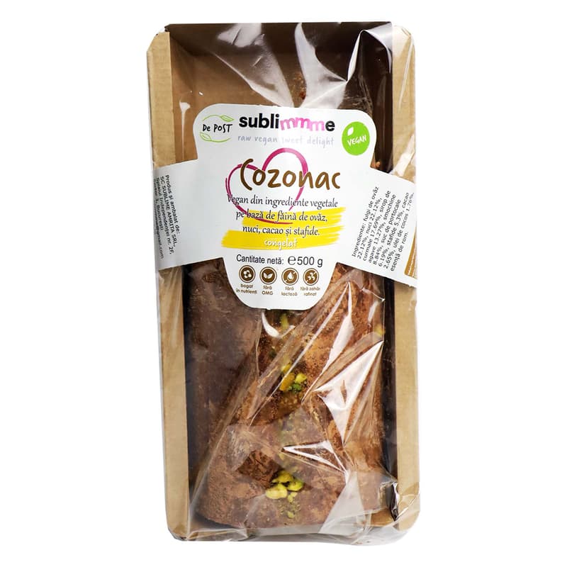 Sublimmme Vegan Cozonac with oat flour, walnuts and cocoa gluten free