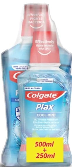 Colgate Plax Cool Mint - Pachet promo: Apa de gura fara alcool