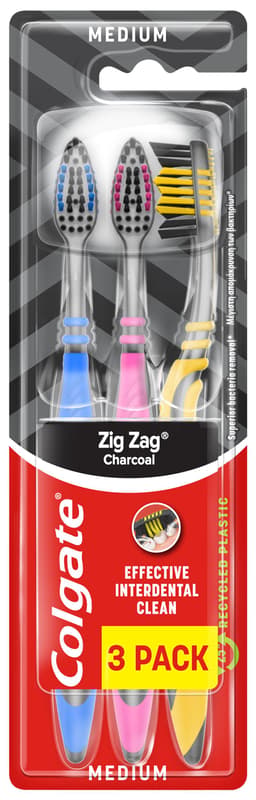 Colgate:Pachet: 3 x Periuta de dinti Colgate ZigZag Charcoal