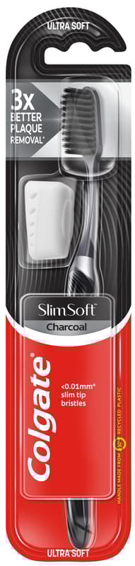 Colgate: Periuta de dinti Colgate Slim Soft Charcoal, cu peri moi si varfuri subtiri