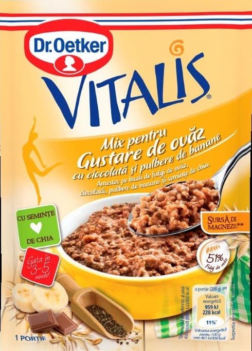 Dr.Oetker Vitalis Gustare de ovaz ciocolata si banane