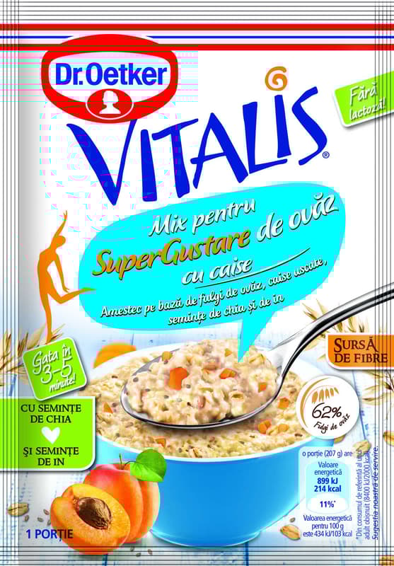 Dr. Oetker Vitalis Super Delicious Oat Snack with Apricots, Lactose Free