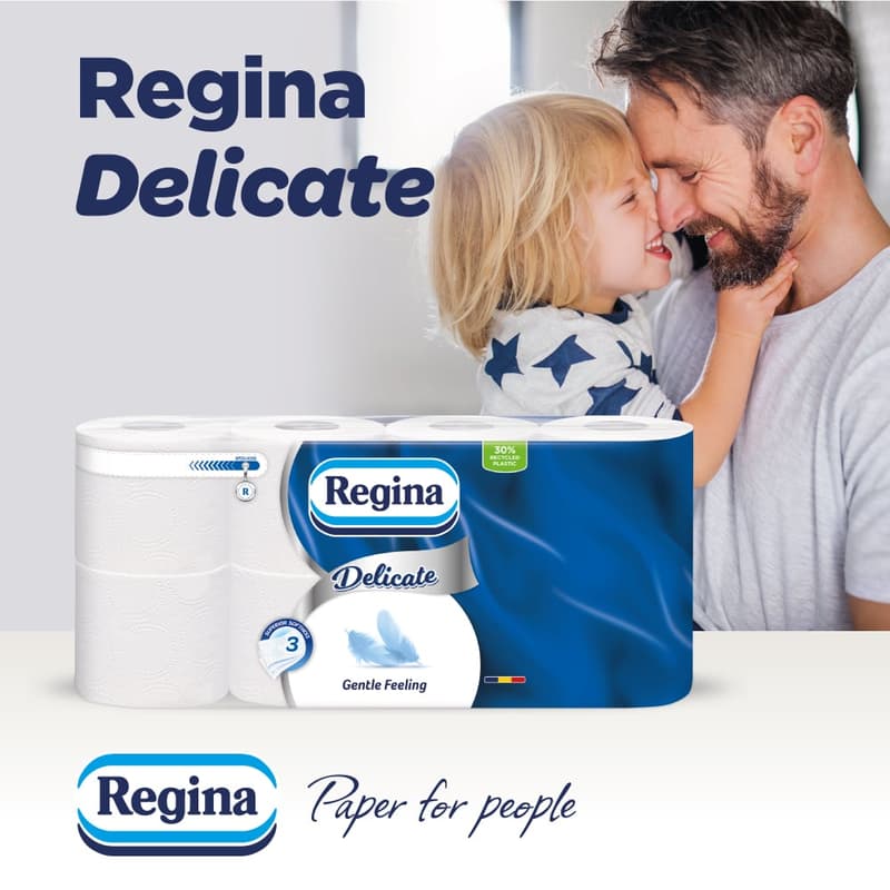 Regina Delicate Gentle Hartia igienica, 8 role, 3 straturi