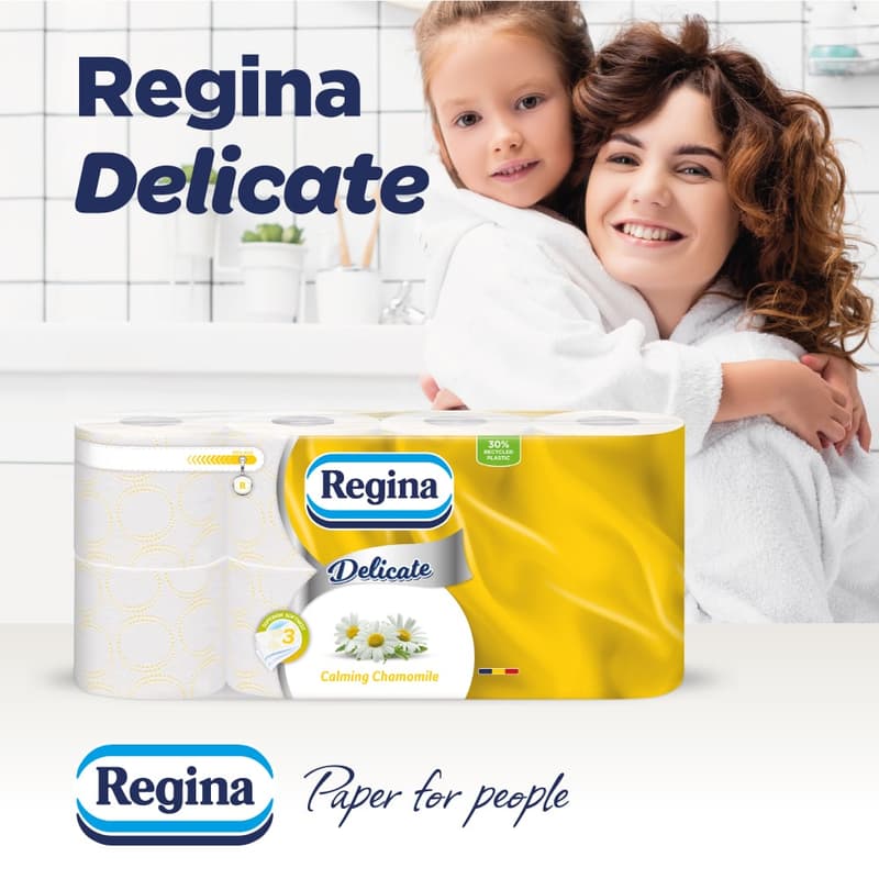 Regina Delicate Chamomile Toilet Paper, 8 rolls, 3-ply
