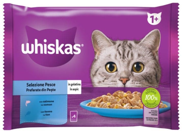 Whiskas Adult Wet Cat Food, Fish Selection in Jelly 4 x 85 g