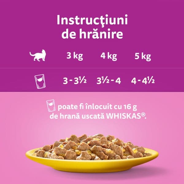 Whiskas hrana umeda pentru pisici adulte cu carne de pasare in aspic 4 x 85 g