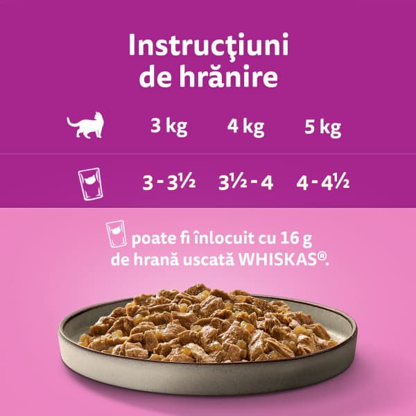 Whiskas Pure Delight hrana umeda pentru pisici adulte cu carne de pasare in aspic 4 x 85 g