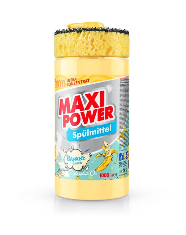 Maxi Power Detergent pentru vase cu burete banana