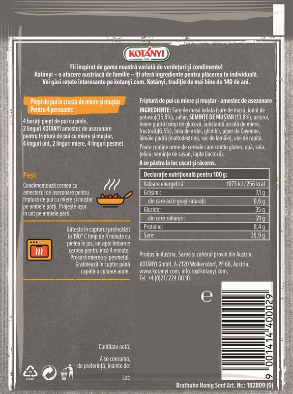 Kotanyi Amestec condimente cu miere si mustar pentru pui