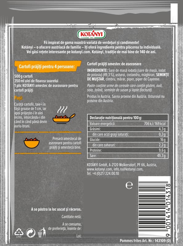 Kotanyi Amestec condimente pentru cartofi prajiti