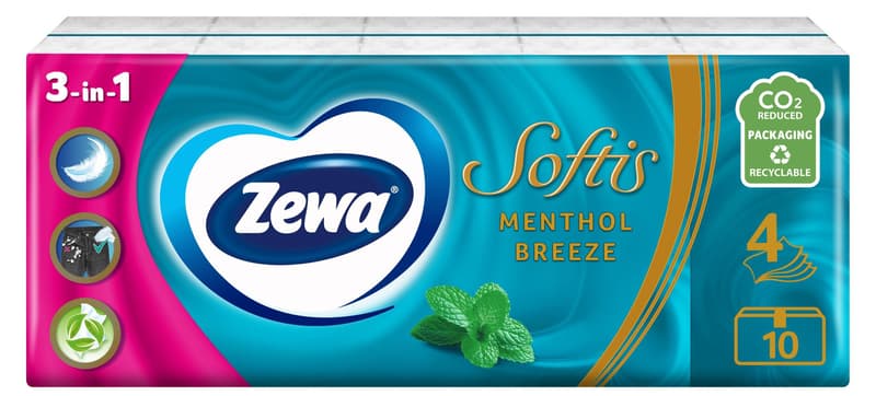 Zewa Servetele nazale Softis Menthol, 4 straturi, 10 pachete
