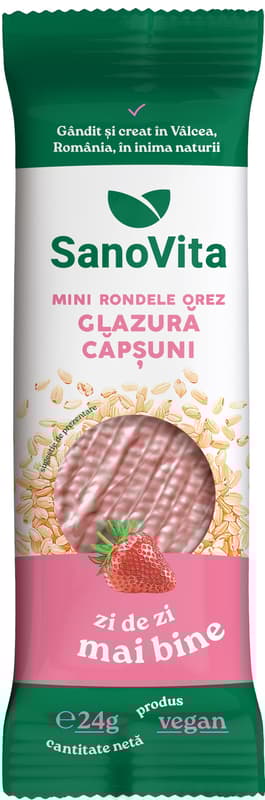 Sanovita Mini-rondele din orez cu glazura de capsuni