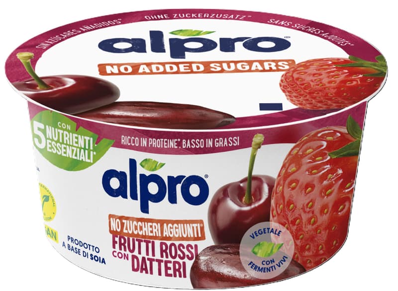 Alpro Produs fermentat pe baza de soia cu cirese, capsuni si curmale fara zahar adaugat