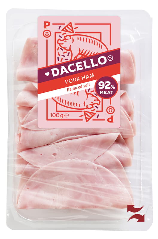Dacello Pork ham with reduced salt content, 92% meat