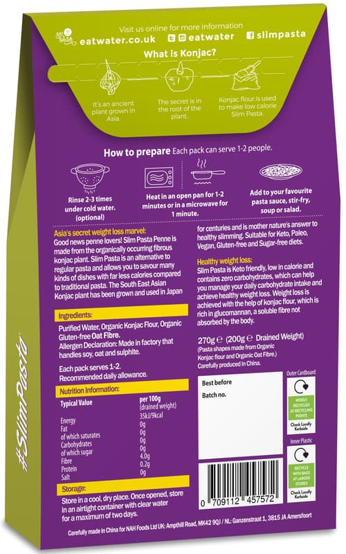 Slim Pasta ECO Penne din faina de konjac