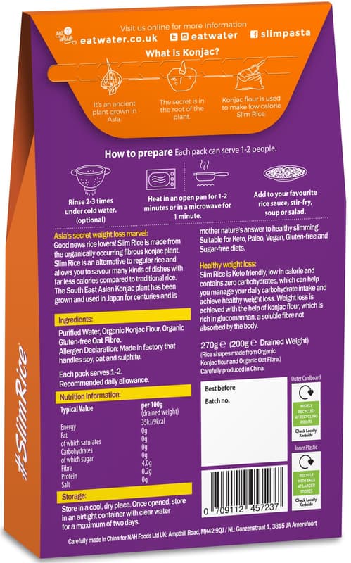 Slim Pasta ECO Orez din faina de konjac