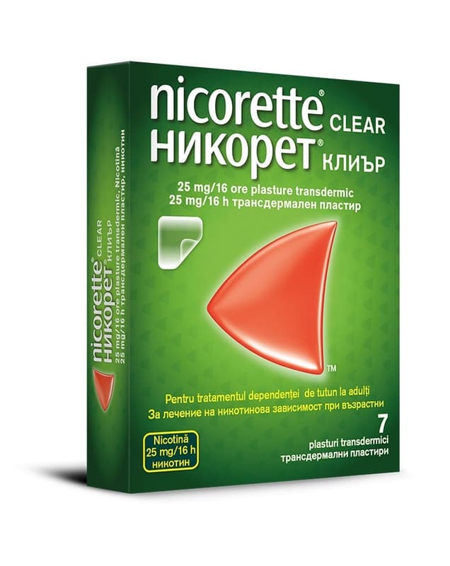 NICORETTE CLEAR 25MG/16H PLASTURI TRANSDERMICI 7BUC