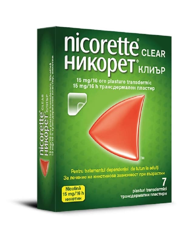 NICORETTE CLEAR 15MG/16H PLASTURI TRANSDERMICI 7BUC