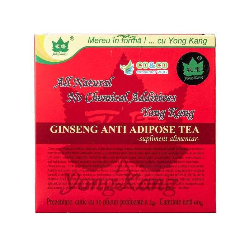 YONG KANG CEAI ANTIADIPOS CU GINSENG 30 PLICURI