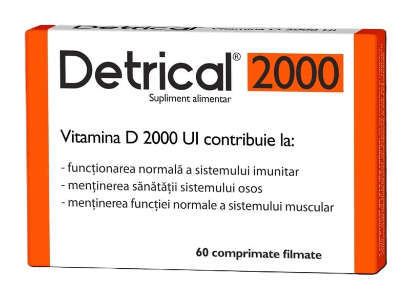 ZDROVIT DETRICAL D3 2000UI X 60 COMPRIMATE FILMATE