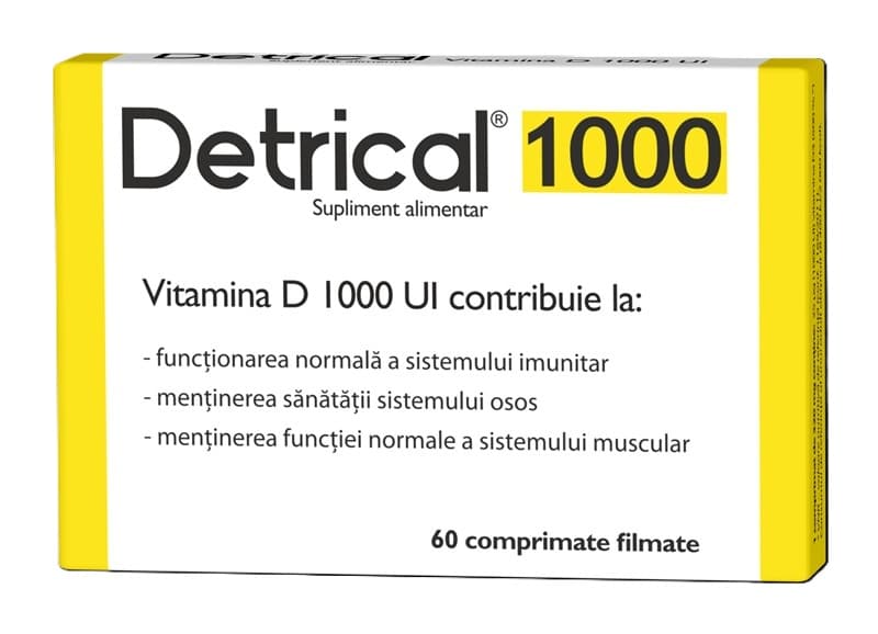 ZDROVIT DETRICAL D3 1000UI X 60 COMPRIMATE FILMATE