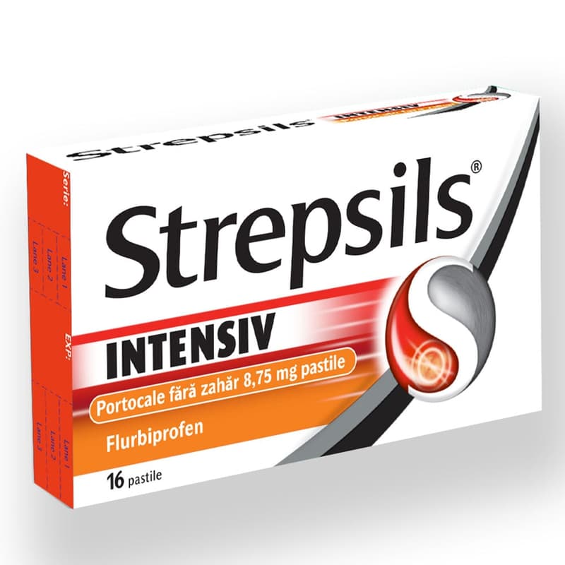 STREPSILS INTENSIV PORTOCALE FARA ZAHAR 16 PASTILE