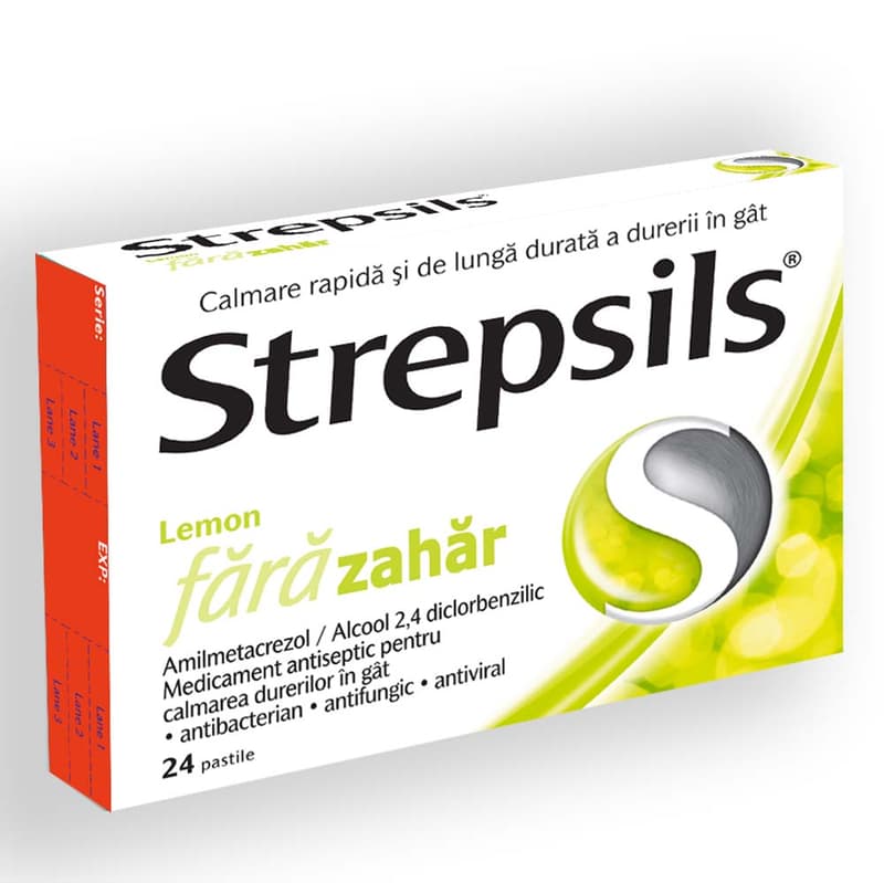 STREPSILS LEMON FARA ZAHAR 24 PASTILE
