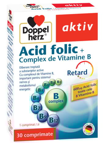 DOPPELHERZ AKTIV ACID FOLIC + B-COMPLEX 30 COMPRIMATE
