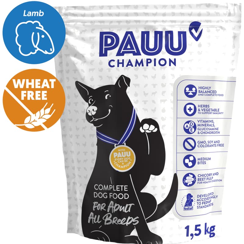 Pauu Monoprotein Gluten-Free Kibble with Fresh Lamb and Rice for Dogs