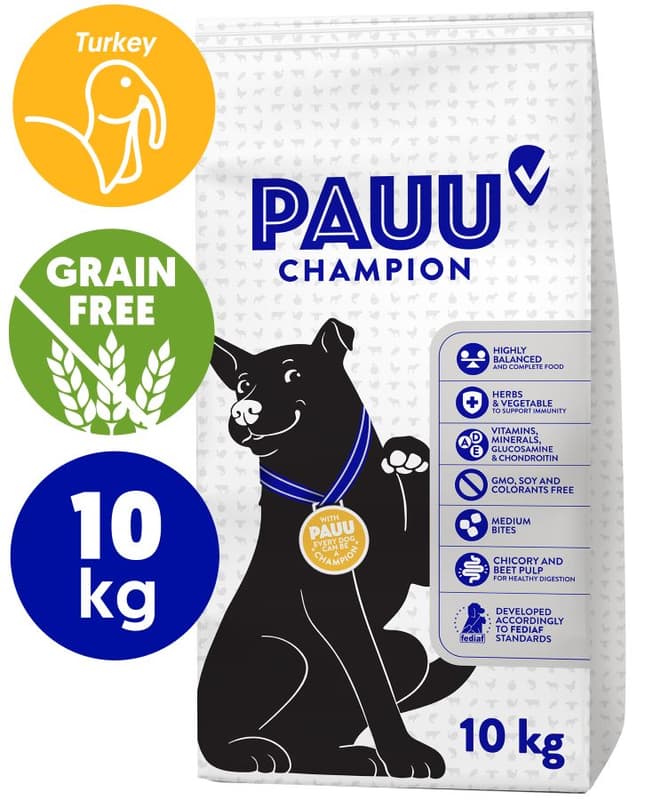 Pauu Grain-Free Kibble with Fresh Turkey for Dogs