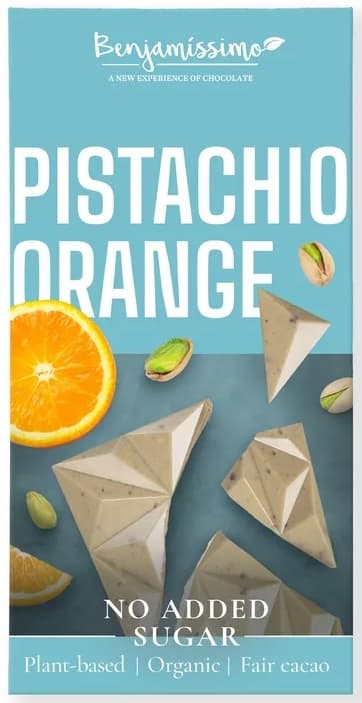 Benjamissimo ECO White Chocolate with pistachio and orange sugar free, gluten free