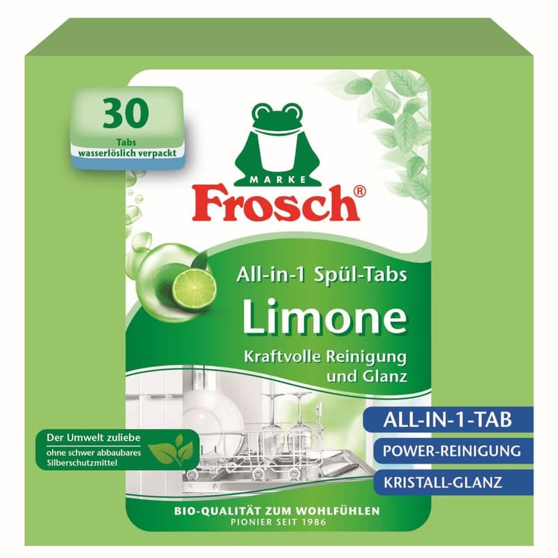 Frosch All-in-1 Dishwasher Tablets, Lime Scent