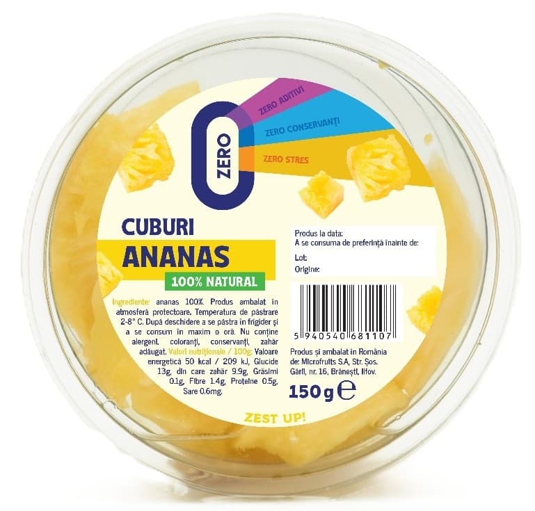 ZERO, ZEST UP! Ananas cuburi