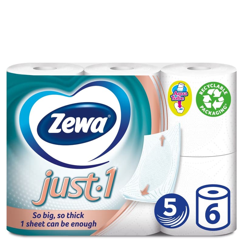 Zewa Just 1 Hartie igienica, 5 straturi, 6 role