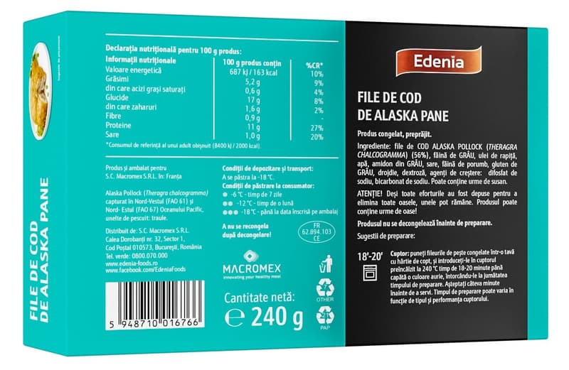 Edenia File cod Alaska pane