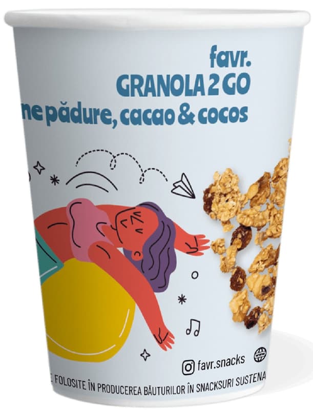 favr. Granola 2 go alune de padure, cacao si cocos