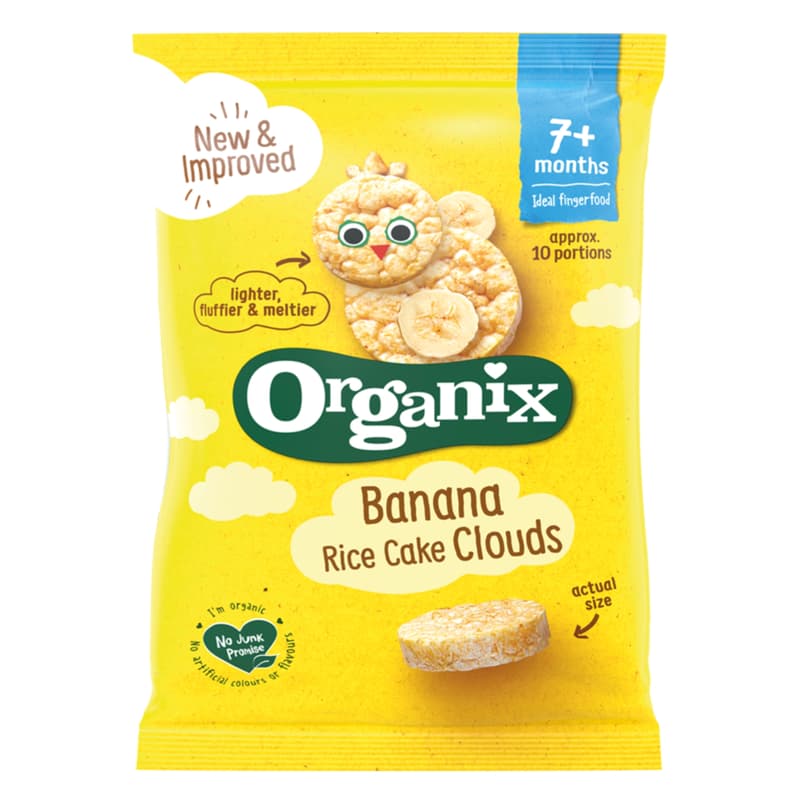 Organix Clouds ECO Rondele din orez cu banane, 7 luni+