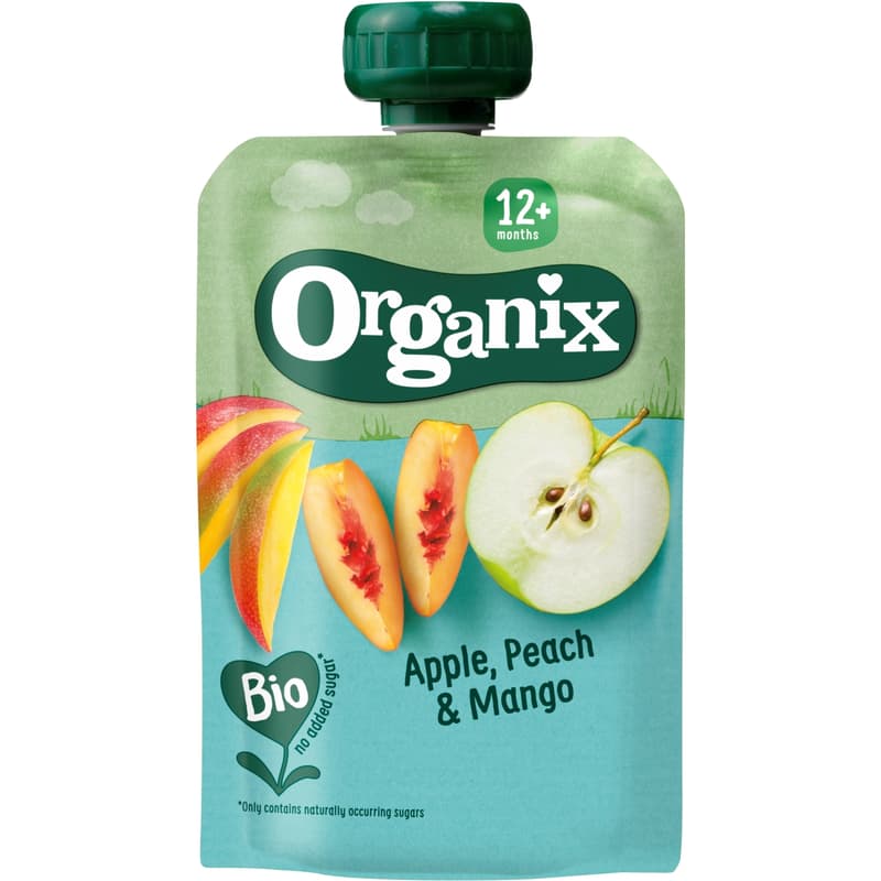 Organix ECO Piure de mere, piersica si mango, 12 luni+