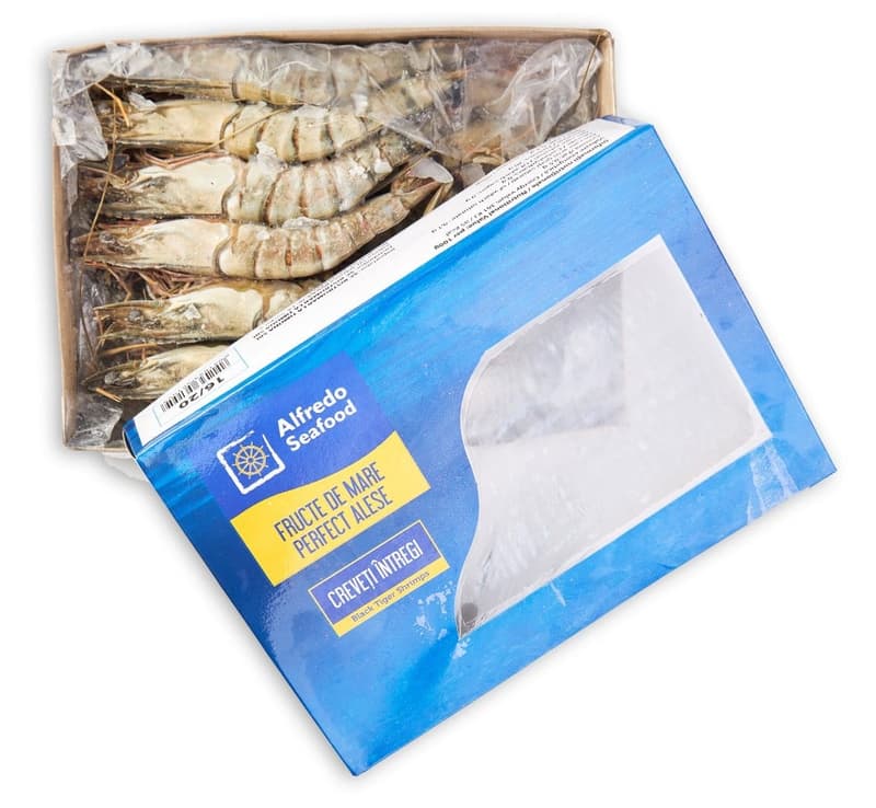 Alfredo Seafood Frozen Black Tiger Whole Raw Shrimp