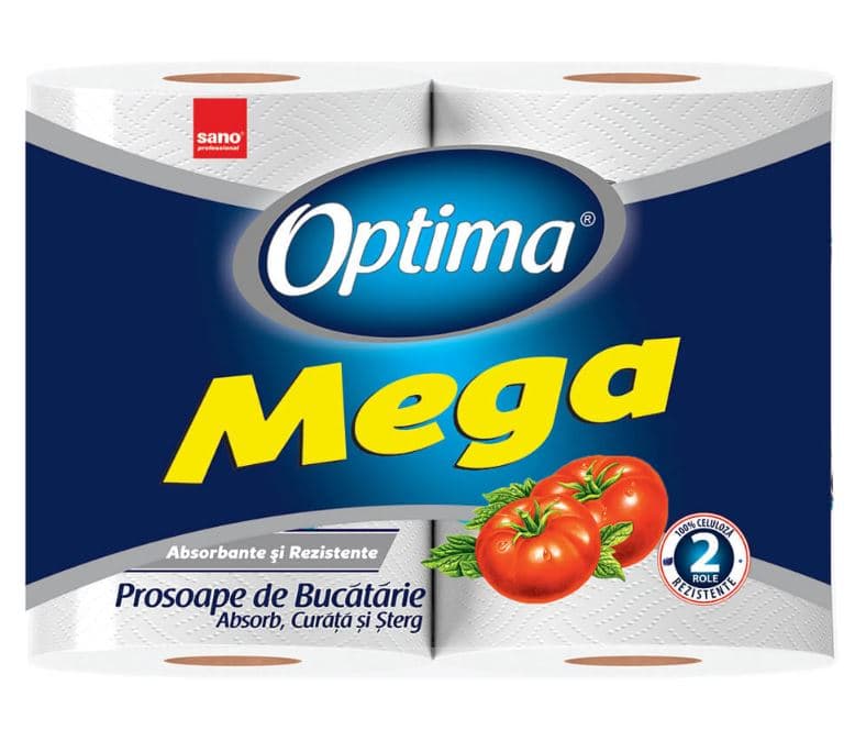Sano Prosoape din hartie Optima Mega cu 2 straturi, 2 role