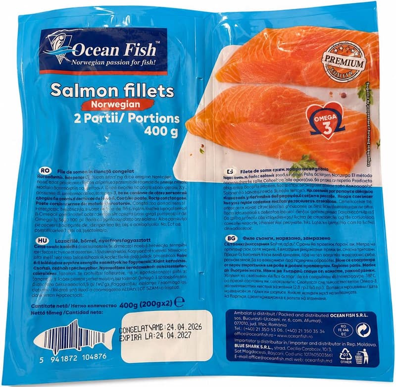 Ocean Fish ASC File de somon norvegian cu piele 2x200gr congelat