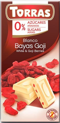 Torras White Chocolate with Goji berries sugar free, gluten free