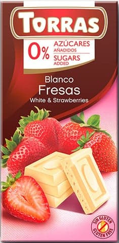 Torras Ciocolata alba cu capsuni fara zahar, fara gluten