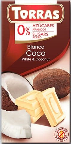 Torras Ciocolata alba cu nuca de cocos fara zahar, fara gluten