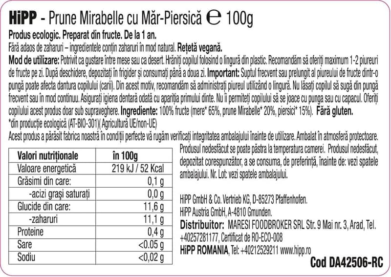 Hipp Mirabelle Plum with Apple and Peach Puree